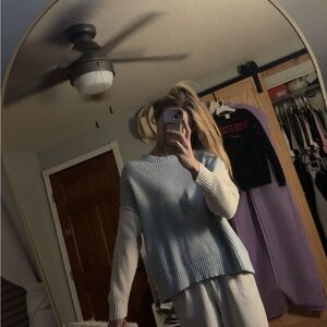 American Eagle Outfitters Blue and Cream Sweater